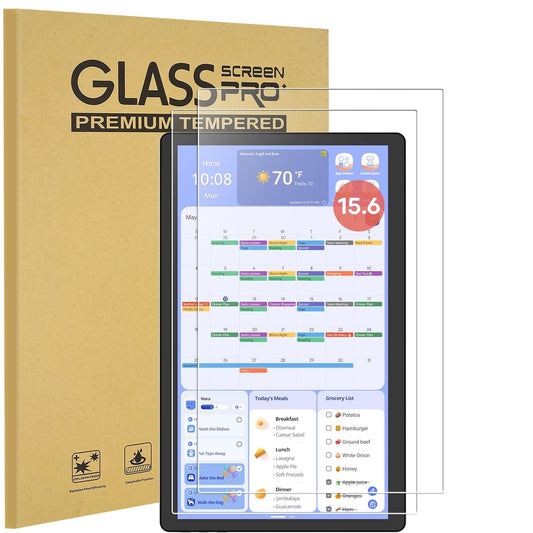 2-Pack Tempered Glass Screen Protector for Cozyla Digital Calendar+ 2: 15.6'', HD Clear,9H Hardness, Anti-Scratch