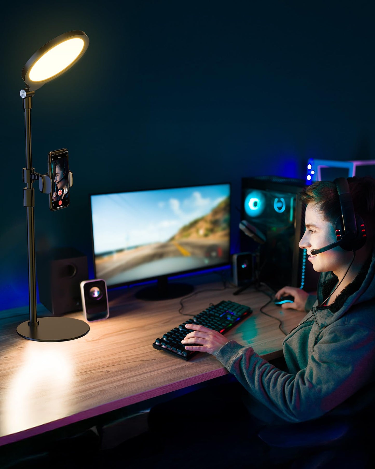 Desk Ring Light with Stand