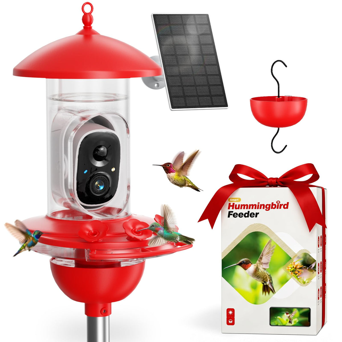 Hummingbird Feeder with Camera Outdoor, 5MP Solar Powered Smart Bird Feeder