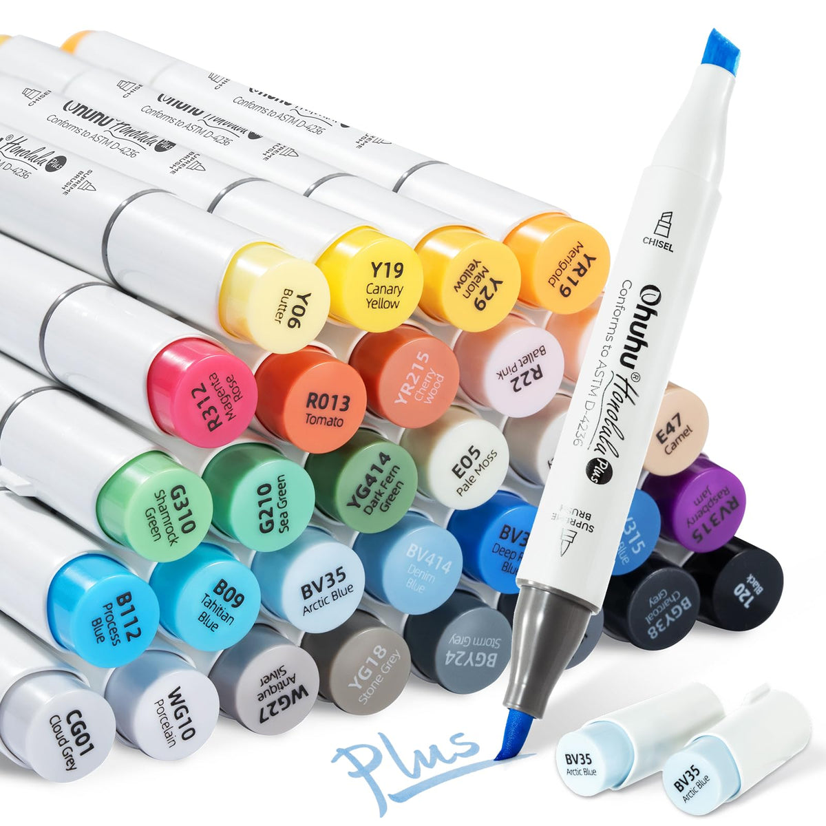 Ohuhu Alcohol Markers Supreme Brush& Chisel 36 Colors for Artists Drawing- IS