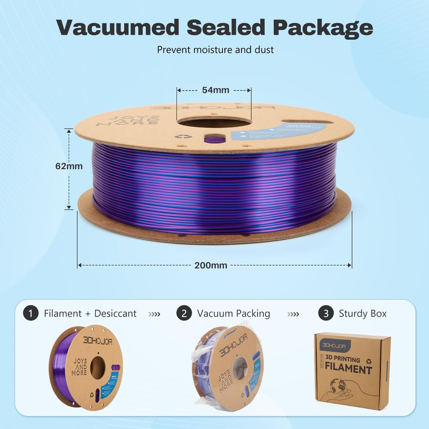 Silk PLA Filament 1.75mm- Blue Purple Dual Color