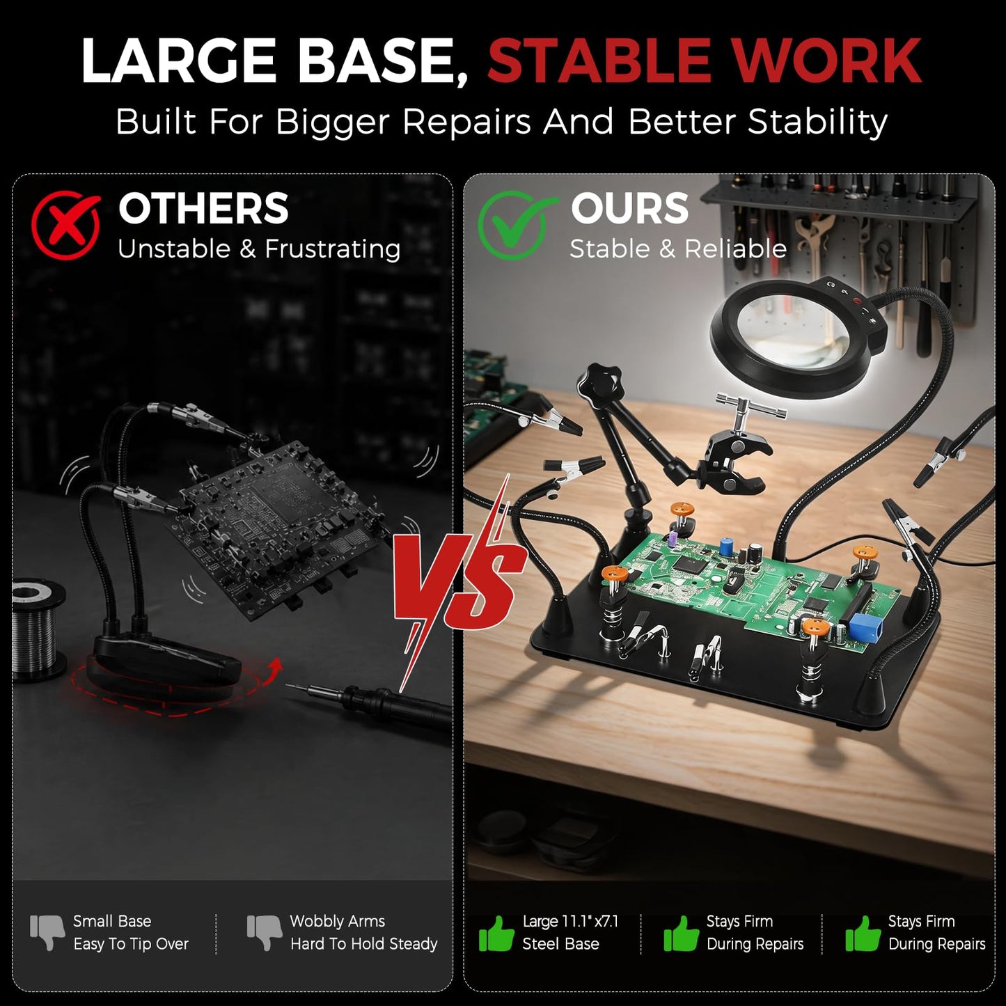 NOEVSBIG Helping Hands Soldering Station with 5X Magnifying Lamp, 360° Super Clamp