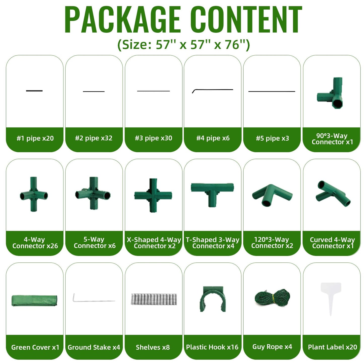 Greenhouses for Outdoors, Durable Green House Kit with Window, Thicken PE Cover, 57 x 57 x 76''