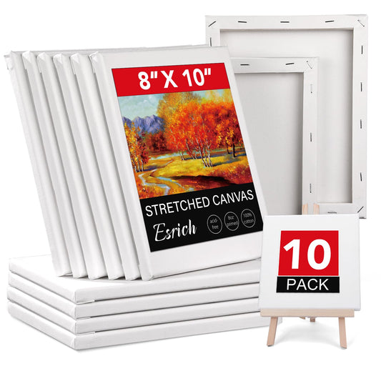 ESRICH Stretched Canvases for Painting 8x10, 10 Pack