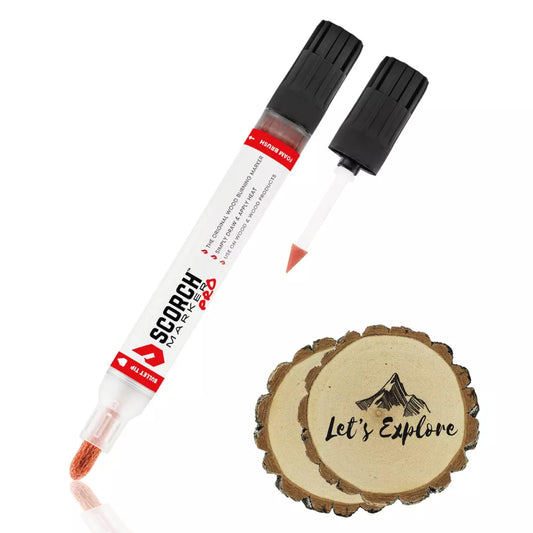 Scorch Marker - Wood Burning Marker, 2 in 1 Pyrography Kit for Adults, Woodburning Tool for Crafts, Stencils & Letters, DIY Pen Kit with Brush & Bullet Tips, Engraving Pen for Wood Burning Projects