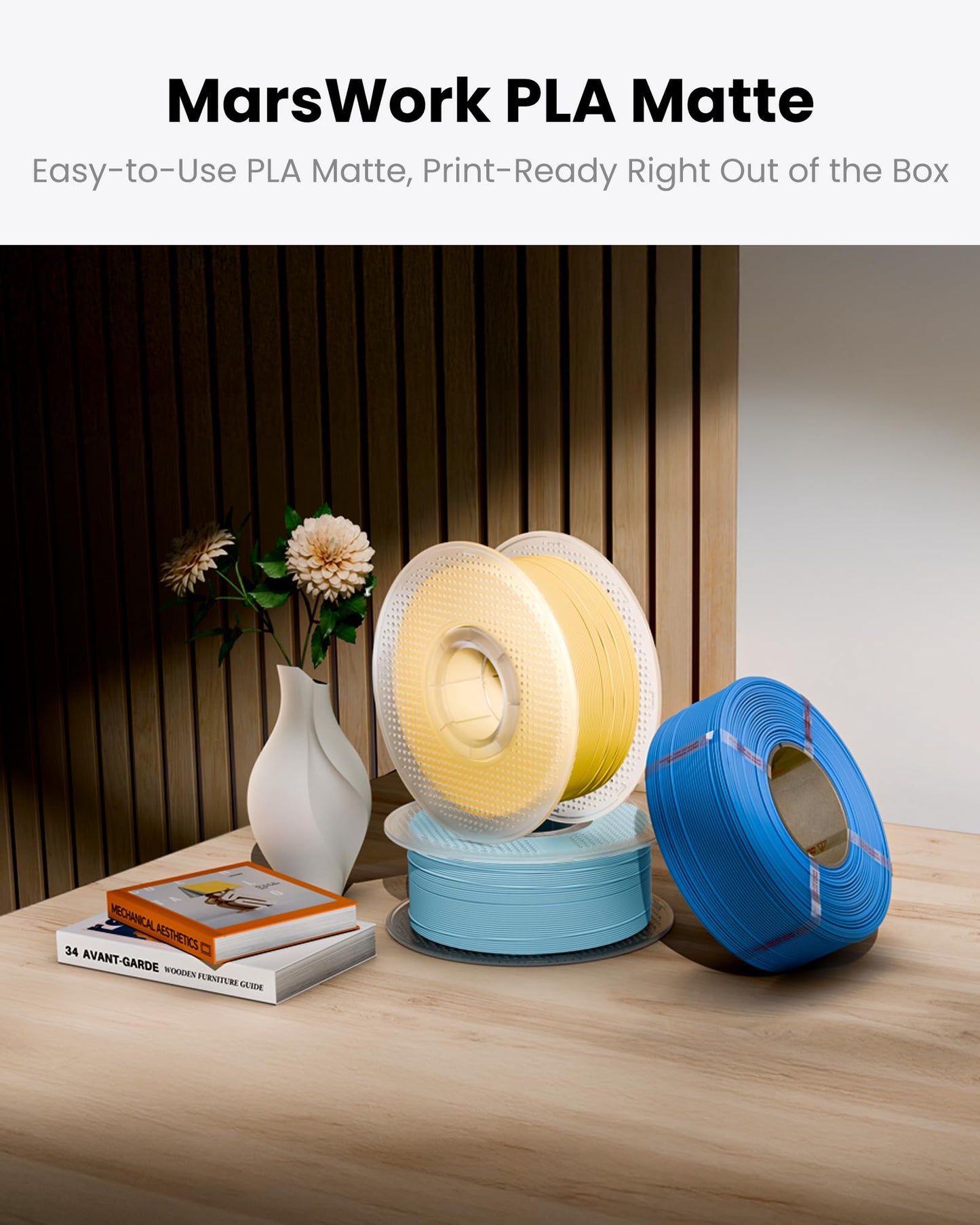 MarsWork Matte PLA Refill Filament 1kg (2.2lbs) for Reusable Spools, 1.75mm Spool-Less 3D Printing Filament, Compatible with Bambu Lab 3D Printers – Dark Green