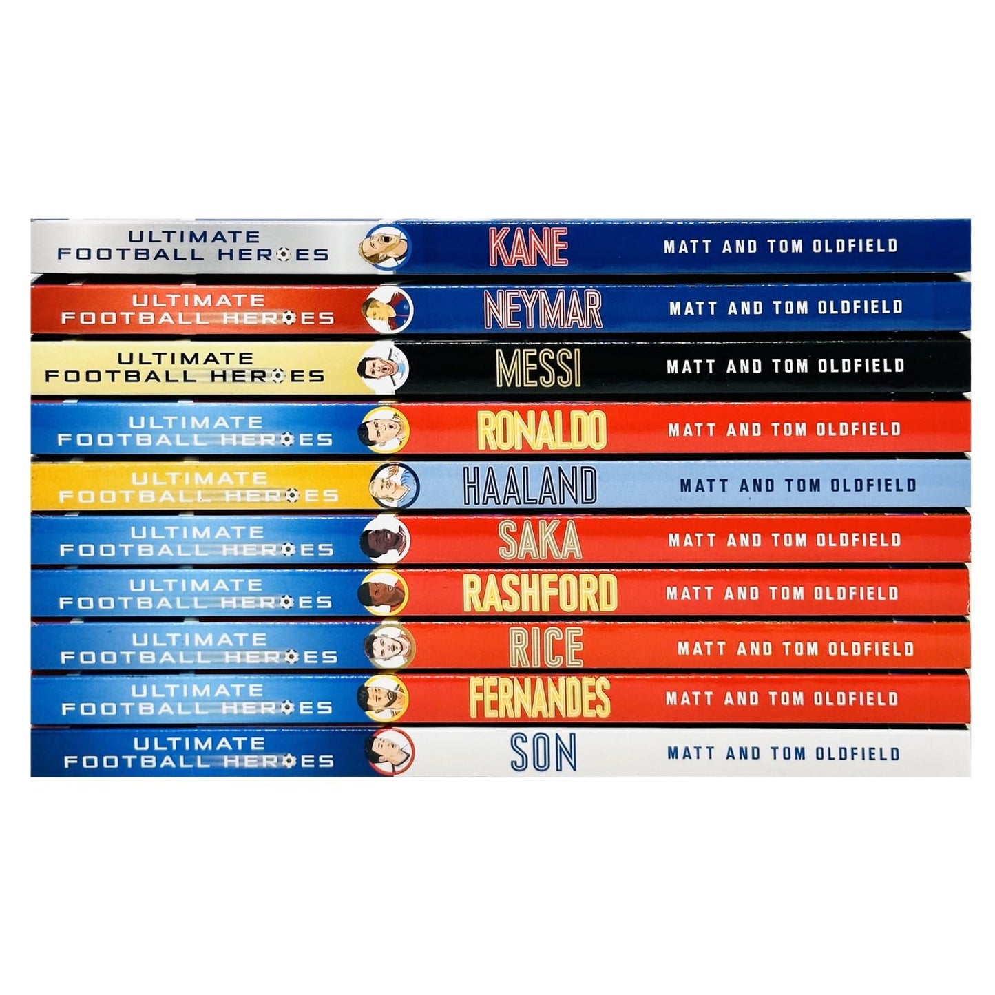 Ultimate Football Heroes Series 1 Collection 10 Books Set By Matt Oldfield, Tom Oldfield (Messi, Son , Neymar, Kane, Ronaldo, Fernandes, Rice, Rashford, Saka & Haaland)