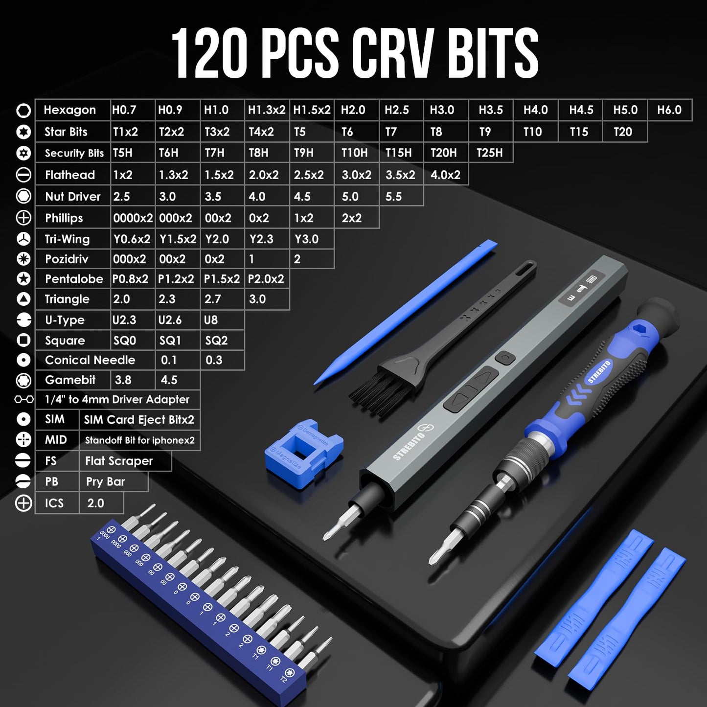 STREBITO 144-Piece Upgraded Electric Screwdriver