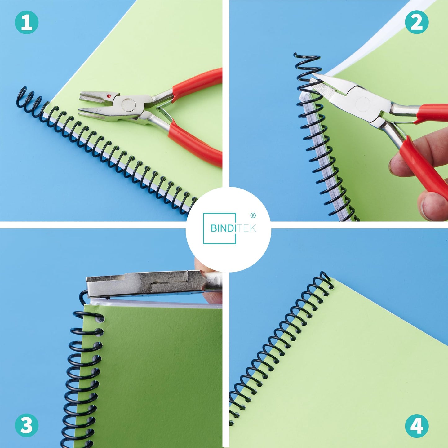 Binditek 50 Pack Plastic Spiral Binding Coils, 10mm(3/8"), 75 Sheet Capacity, 4:1 Pitch,