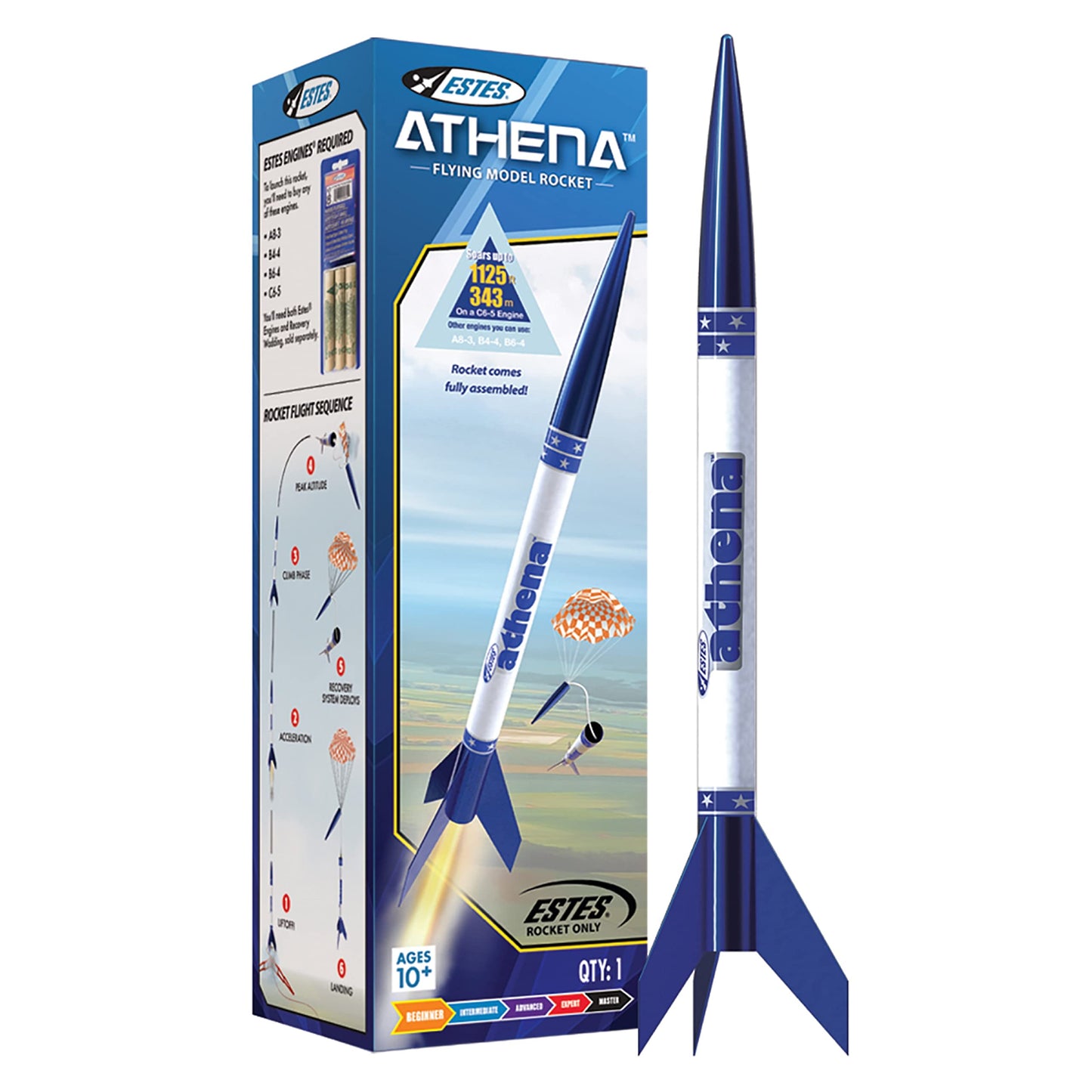 Estes 2452 Athena Rocket-Building Kit, Prebuilt Beginner Flying-Rocket Model Kit, Blue