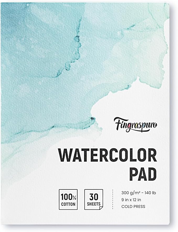 Fingraspuro Watercolor Paper Pad 9x12 Inch, 30 Sheets