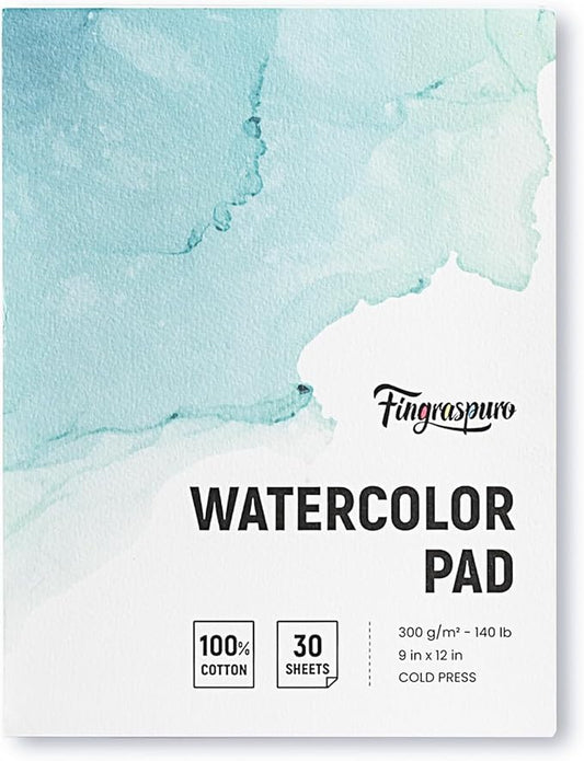 Fingraspuro Watercolor Paper Pad 9x12 Inch, 30 Sheets
