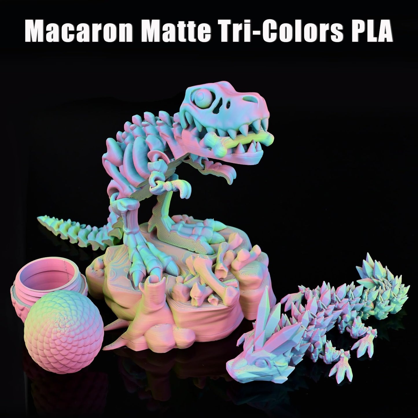 OVV3D PLA Filament 1.75mm, Matte PLA Tri-Color Rainbow, Macaron, 3D Printing Filament Pink Yellow Blue