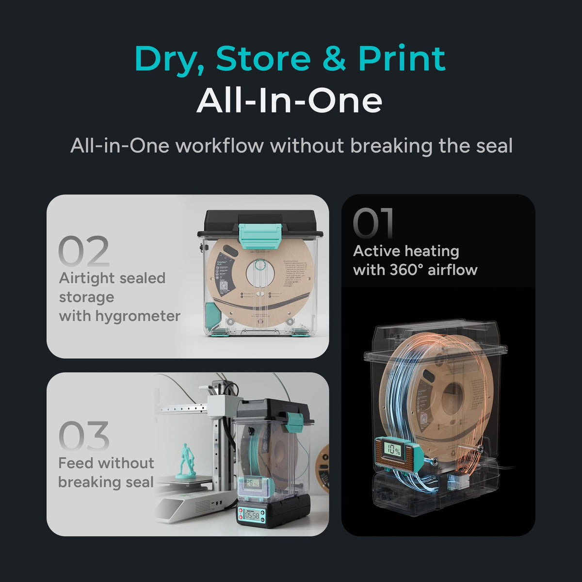 Polymaker Filament Dryer & Storage Box Polydryer for 1kg PA Nylon PLA PETG