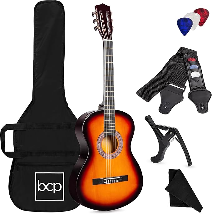 Beginner All Wood Acoustic Guitar Starter Kit- 38 inch