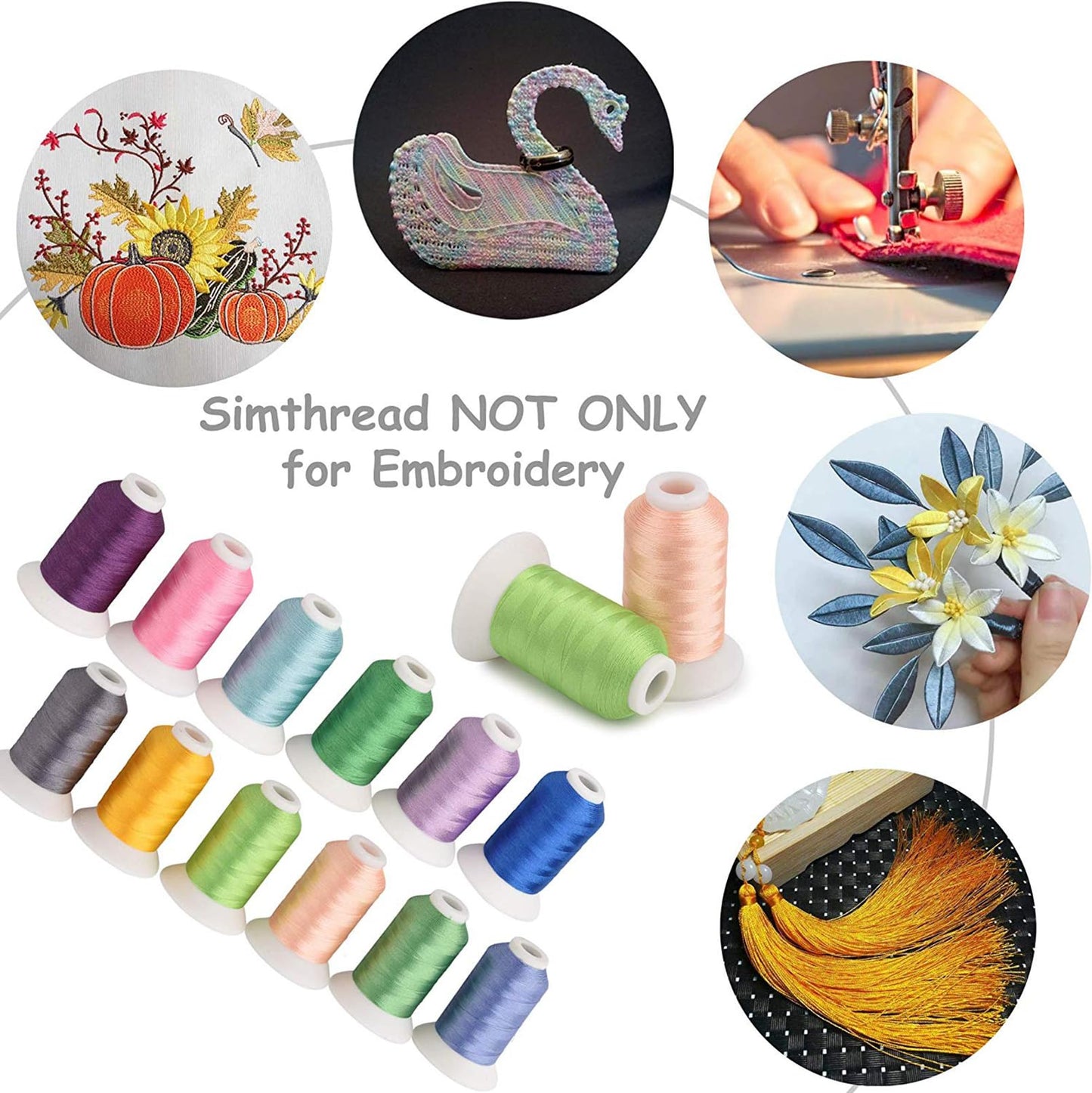 63 Colors Compatible with Brother Polyester Embroidery Machine Thread + 20 Thread Holder Kit