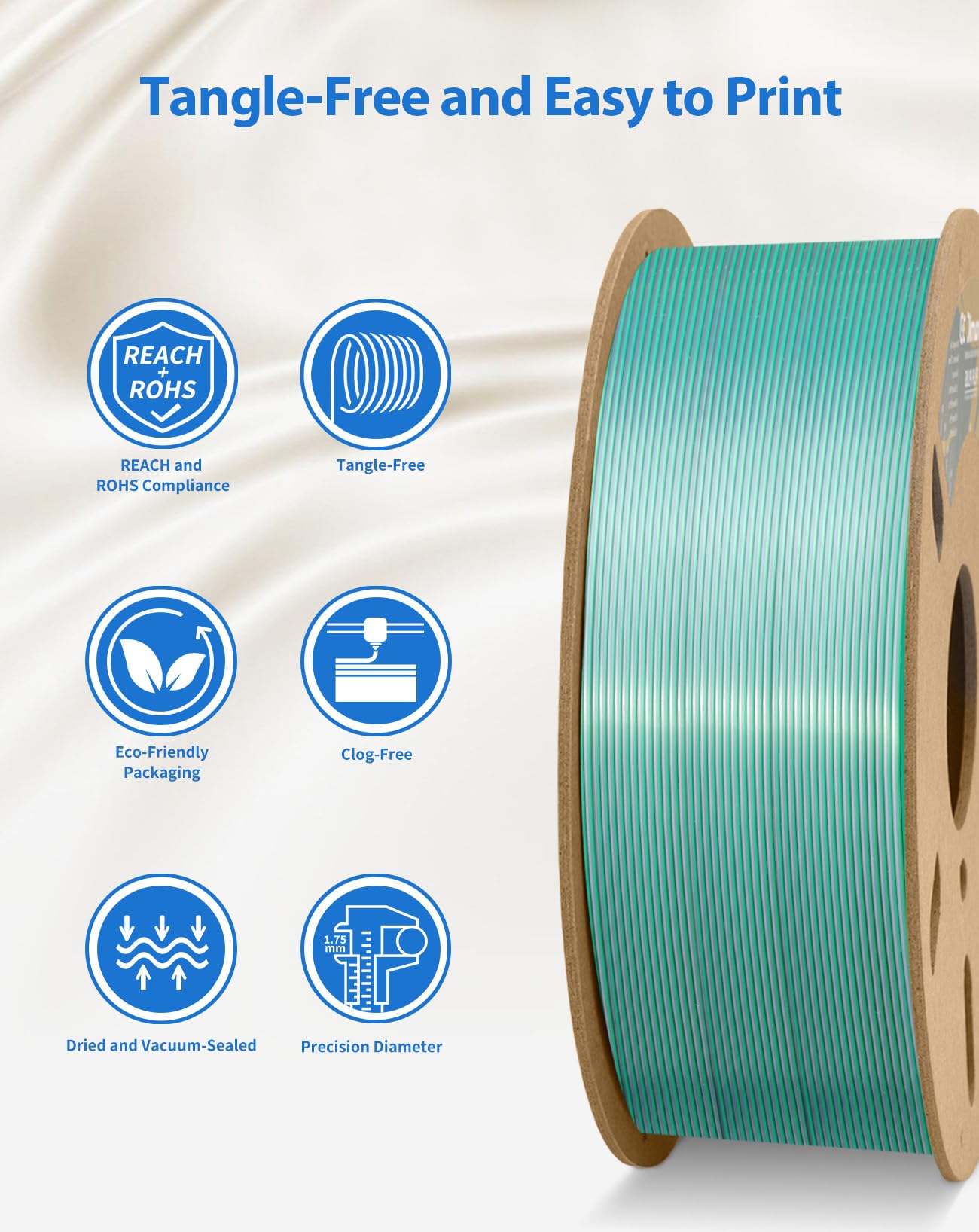 PLA Filament 1.75mm 1kg Spool - Silk Grey Green