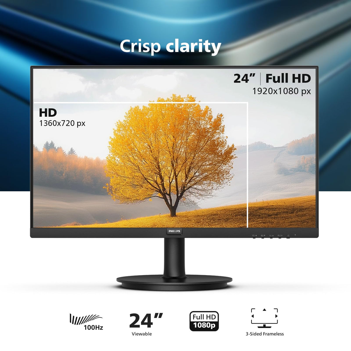 Philips 24 Inch Computer Monitor FHD 100Hz VA VESA Flicker-Free