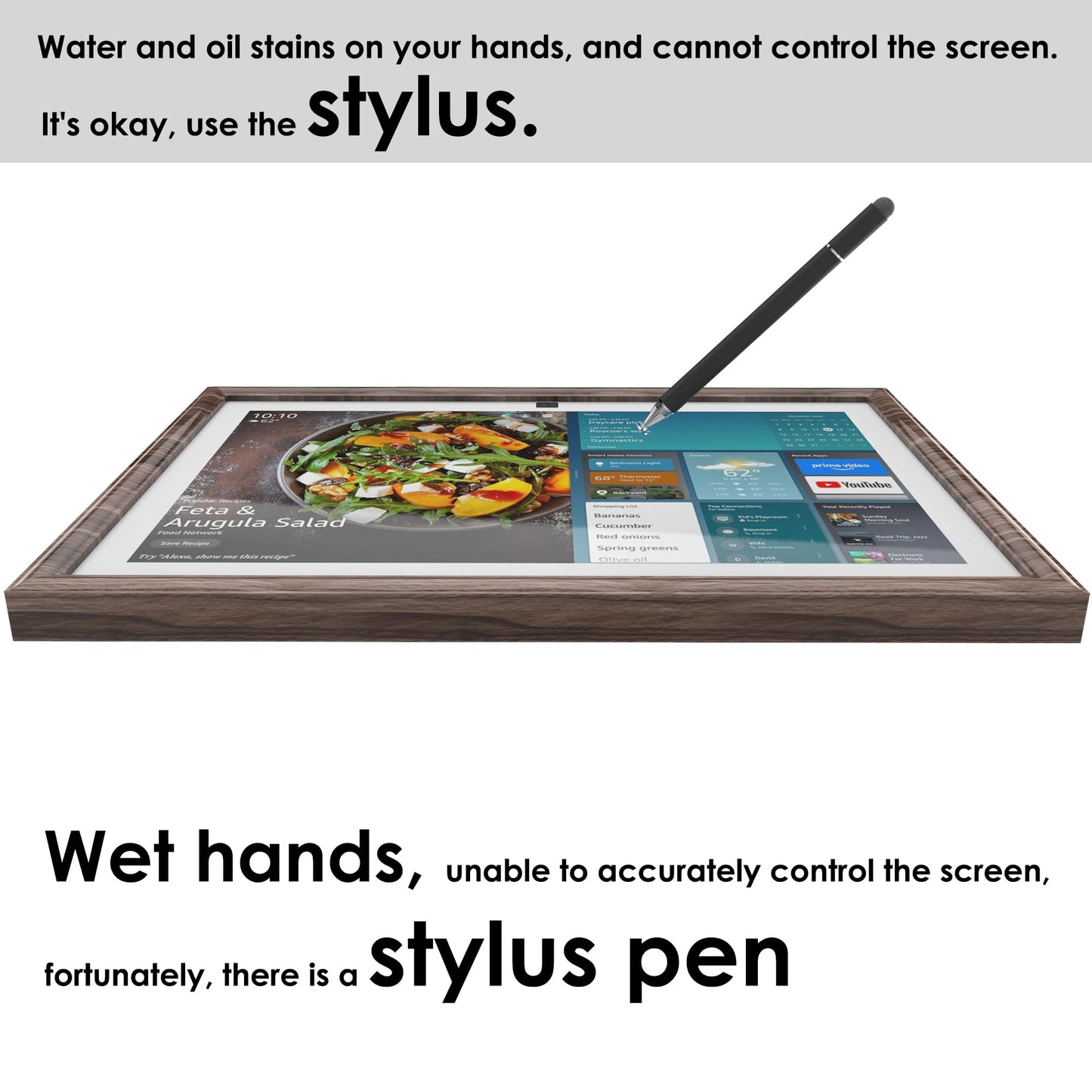 Wooden Frame for Echo Show 15,Echo Show 15 Screen Protector, Stylus Pen, Remote case Covers. (Dark Brown(Black Walnut)