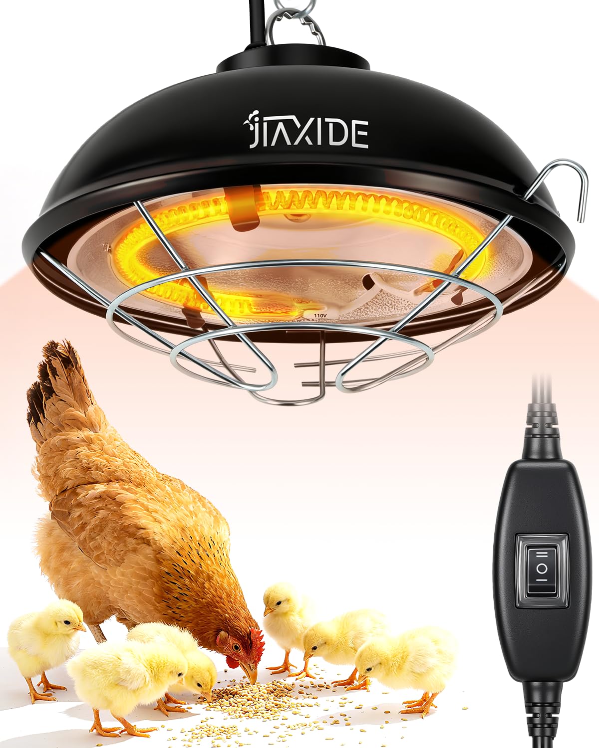 350W Dual-Mode Heat Lamp for Chicks, Poultry & Ducklings