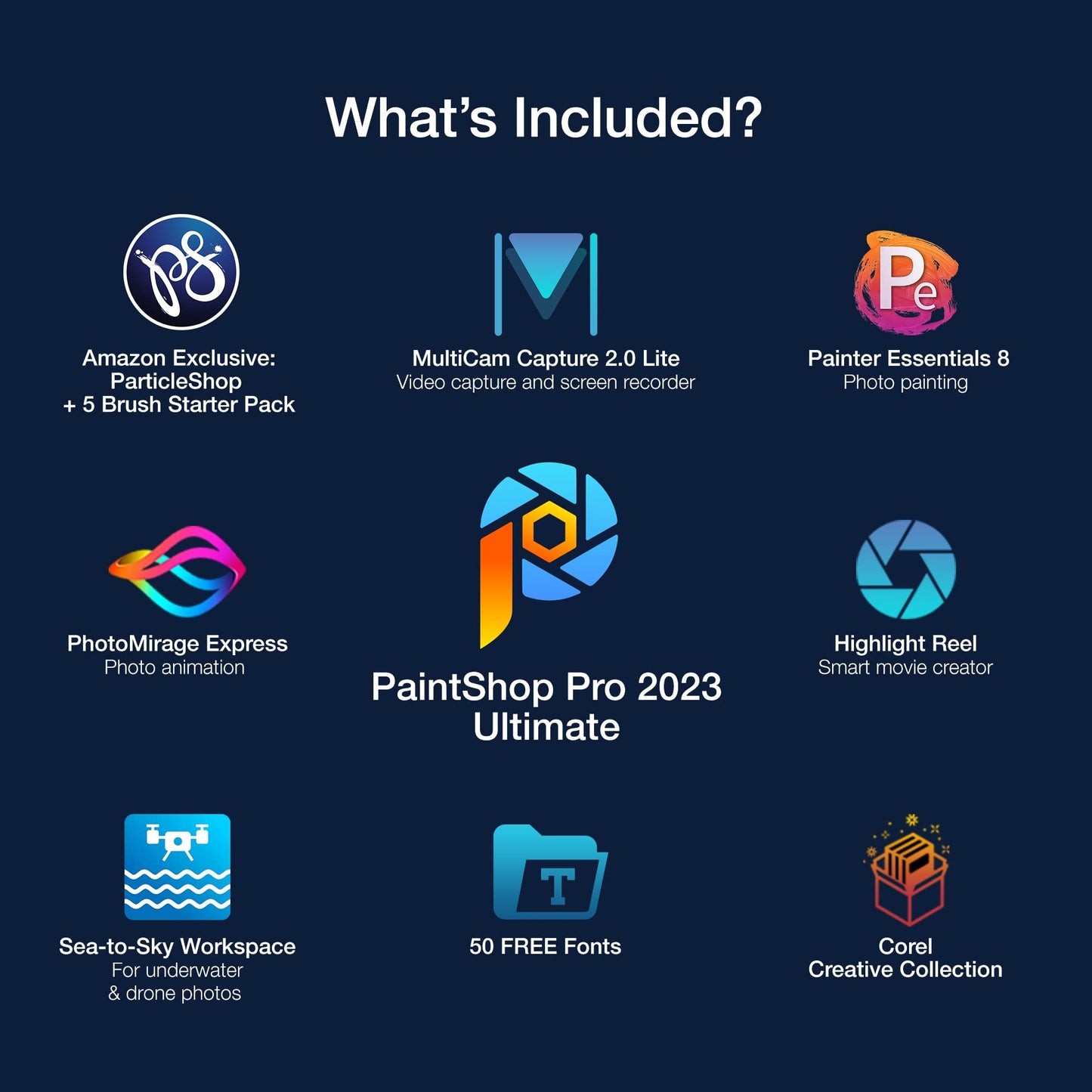 Corel PaintShop Pro 2023 Ultimate | Powerful Photo Editing & Graphic Design Software + Creative Suite | Amazon Exclusive ParticleShop + 5 Brush Starter Pack [PC Key Card]
