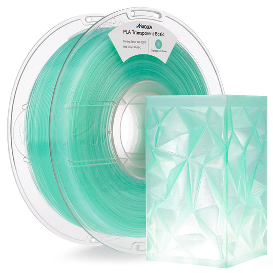 AMOLEN 3D Printer Filament Crystal, PLA Transparent 1.75mm, Crystal Green Clear
