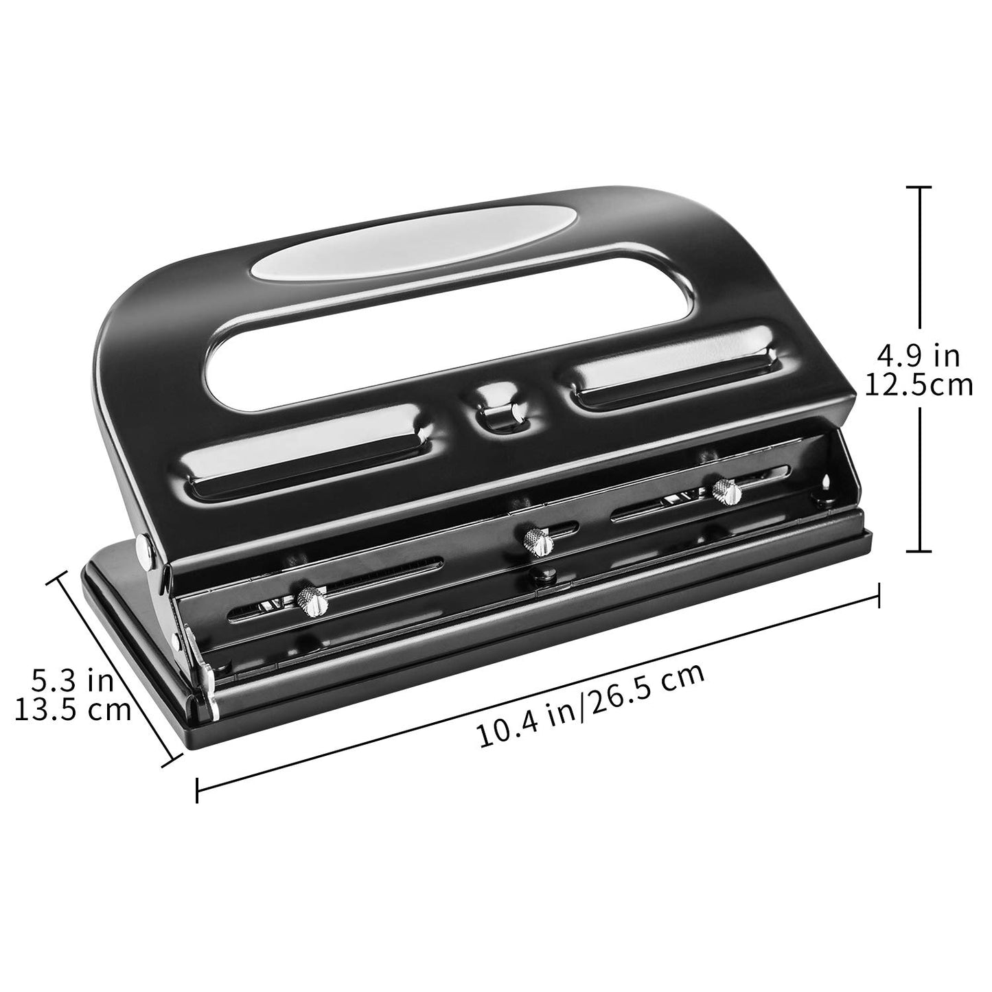 Semi-Adjustable 3-Hole Punch, 30 Sheet Capacity, Black