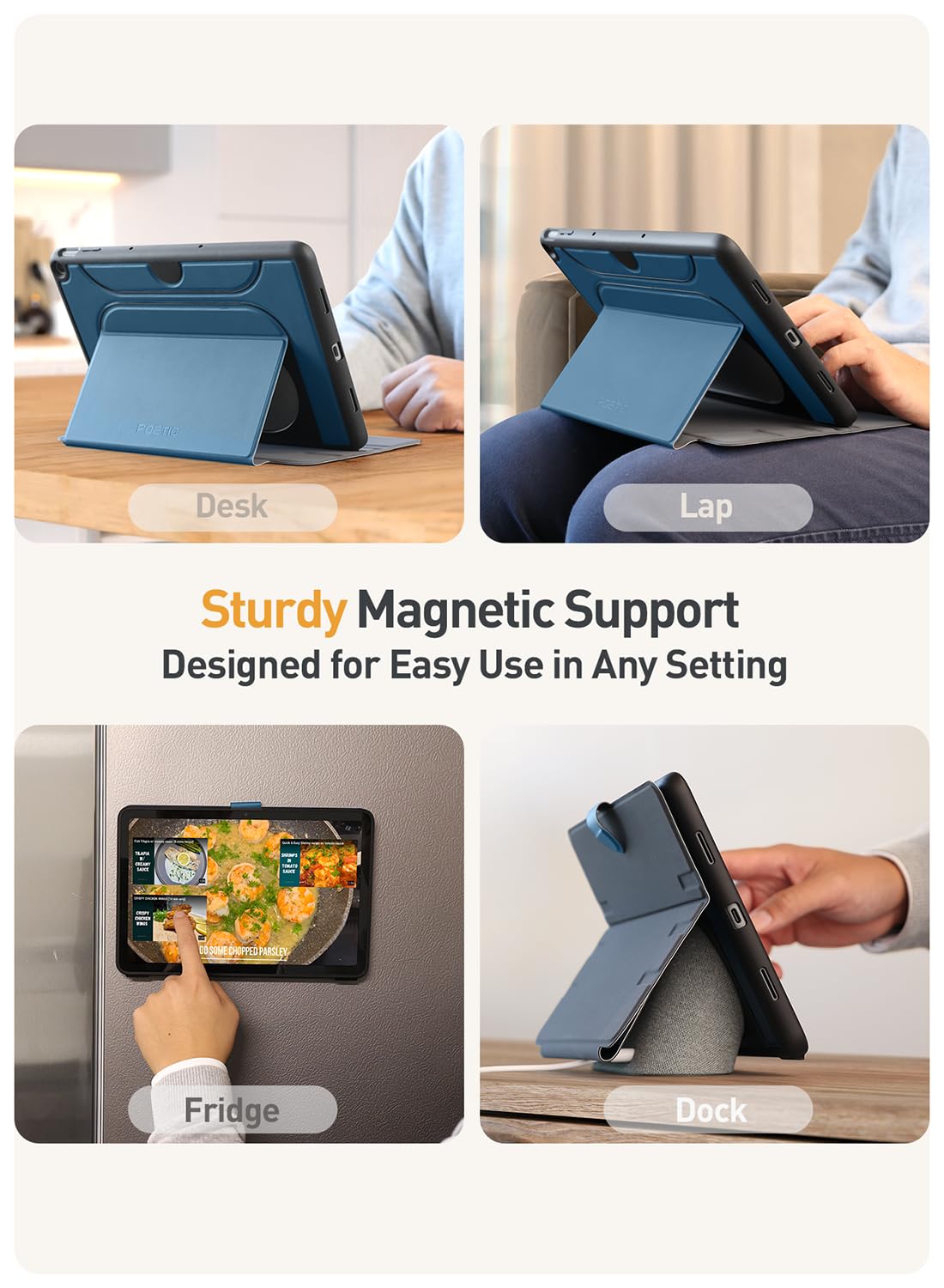 Magnetic Folio Stand Case Designed for Google Pixel Tablet (2023), Teal Blue