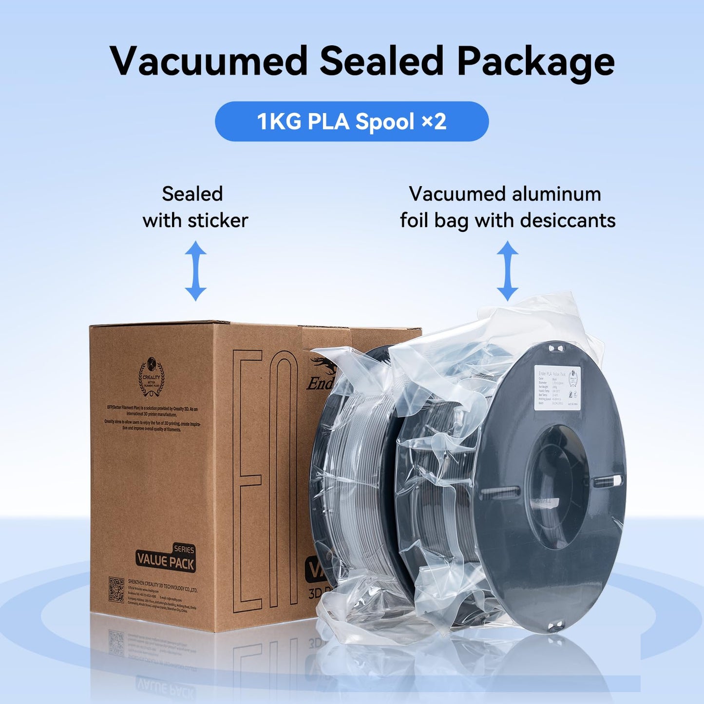 Creality PLA Filament 1.75mm PLA 3D Printer Filament, 2kg Cardboard Spool (4.4lbs), (Red & Blue 2-Pack)