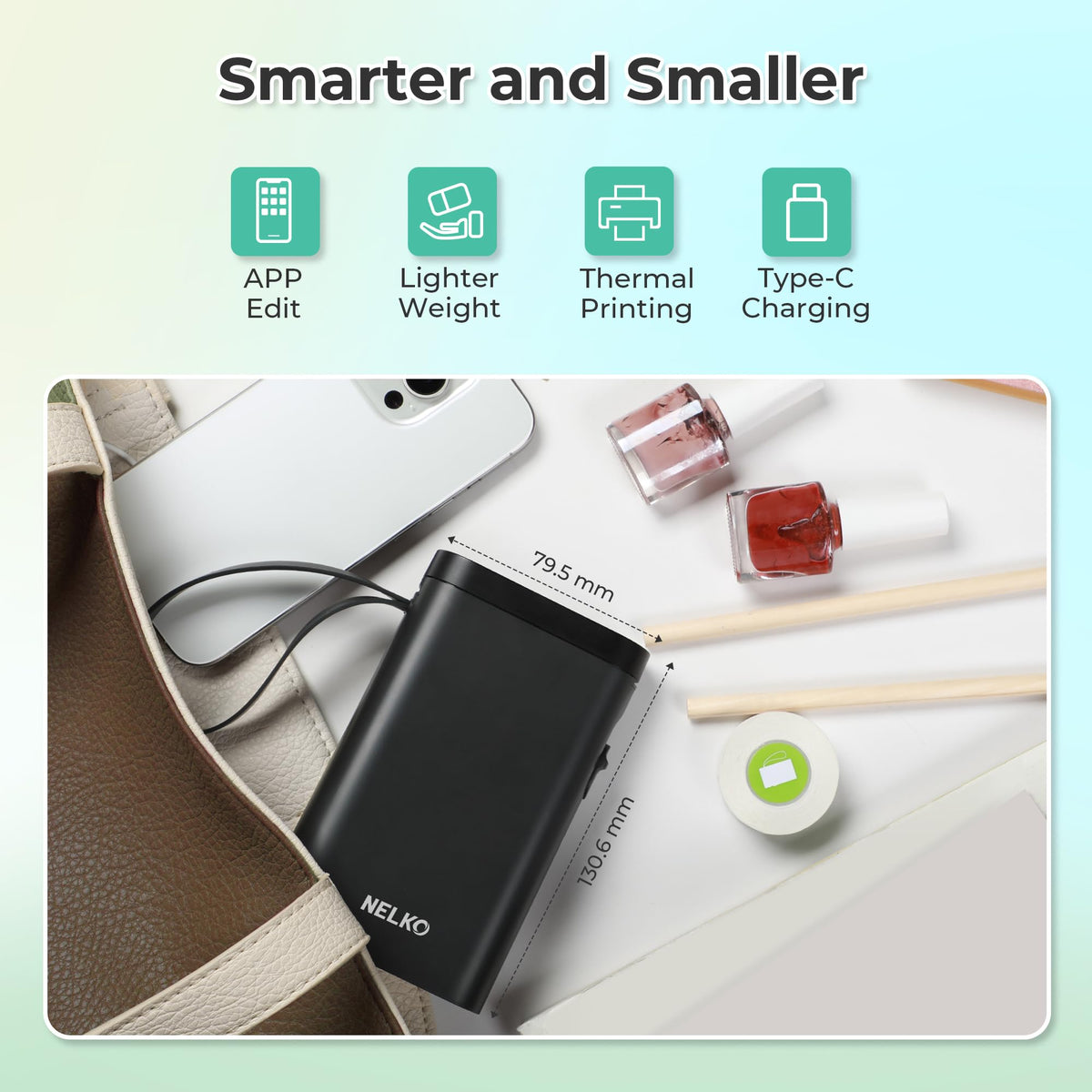 Nelko P21 Label Maker Machine with Tape, Bluetooth Label Printer, Black