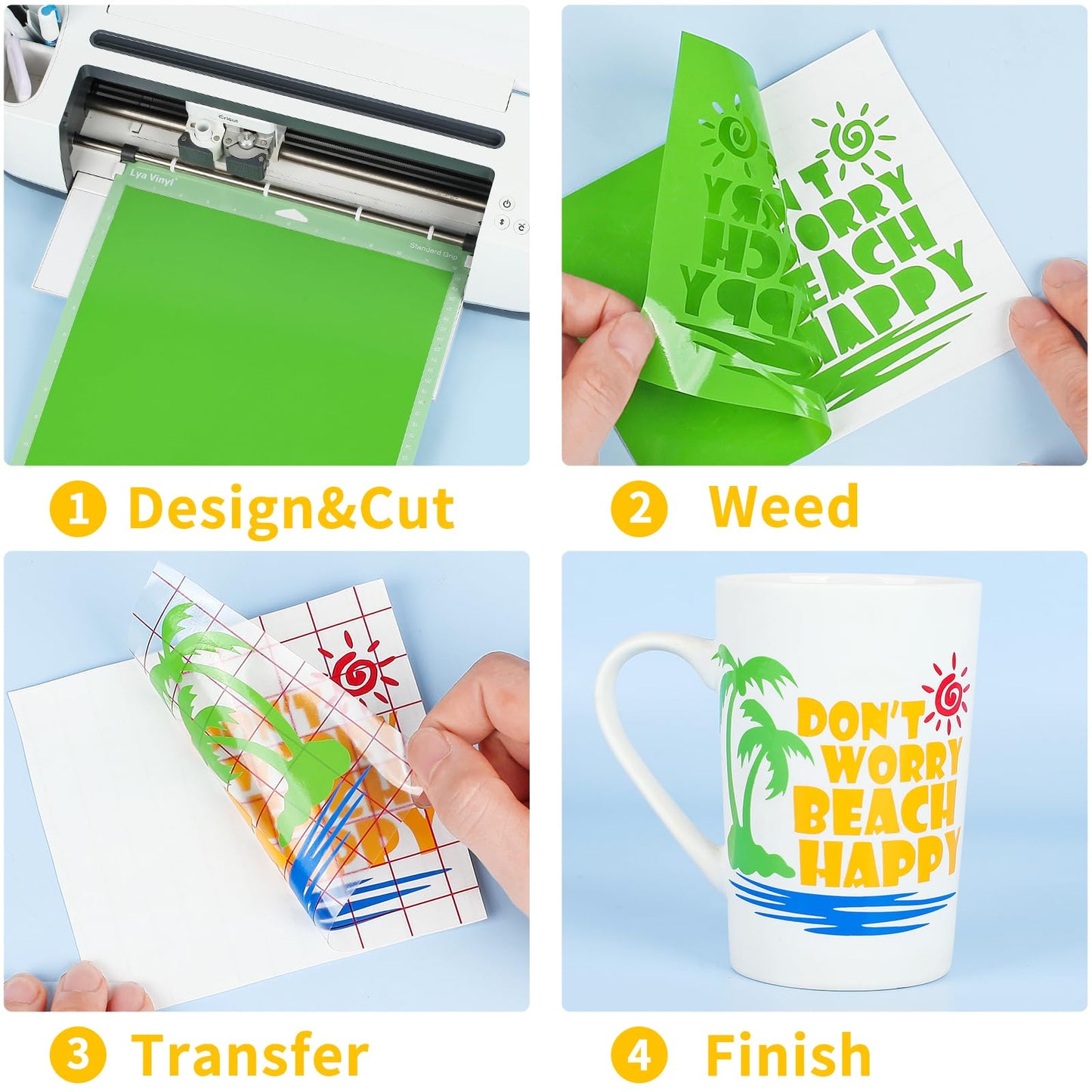 130 Pack Permanent Vinyl - 12 "x12 Self Adhesive Vinyl Sheets, 120 Sheets & 10 Transfer Tape Sheets