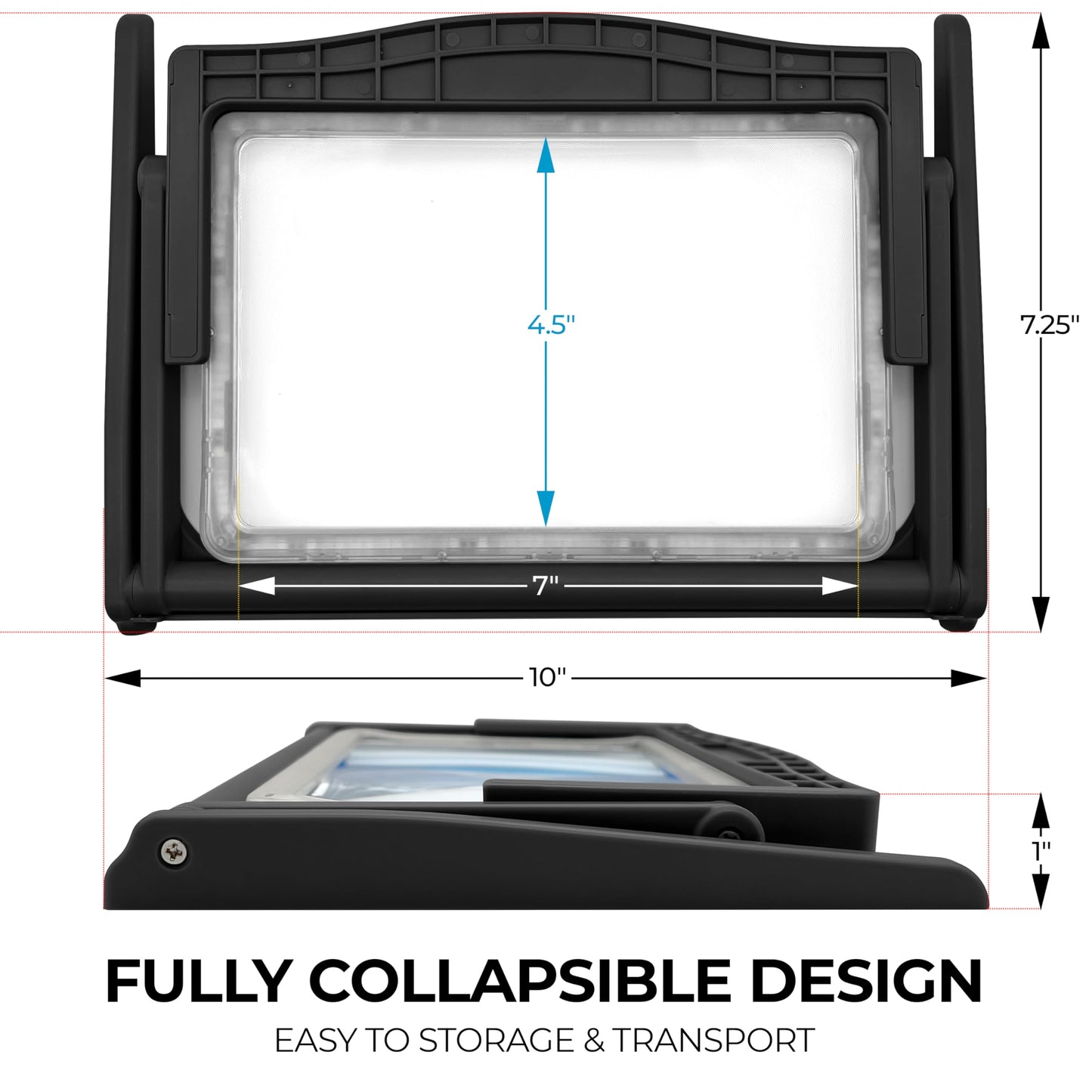 MAGNIPROS Patented 5X Large LED Page Magnifier with Detachable Stand