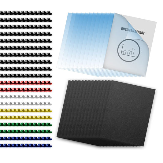 Binding Covers and Combs Set, 8.5x11 Inches- 50 Pcs