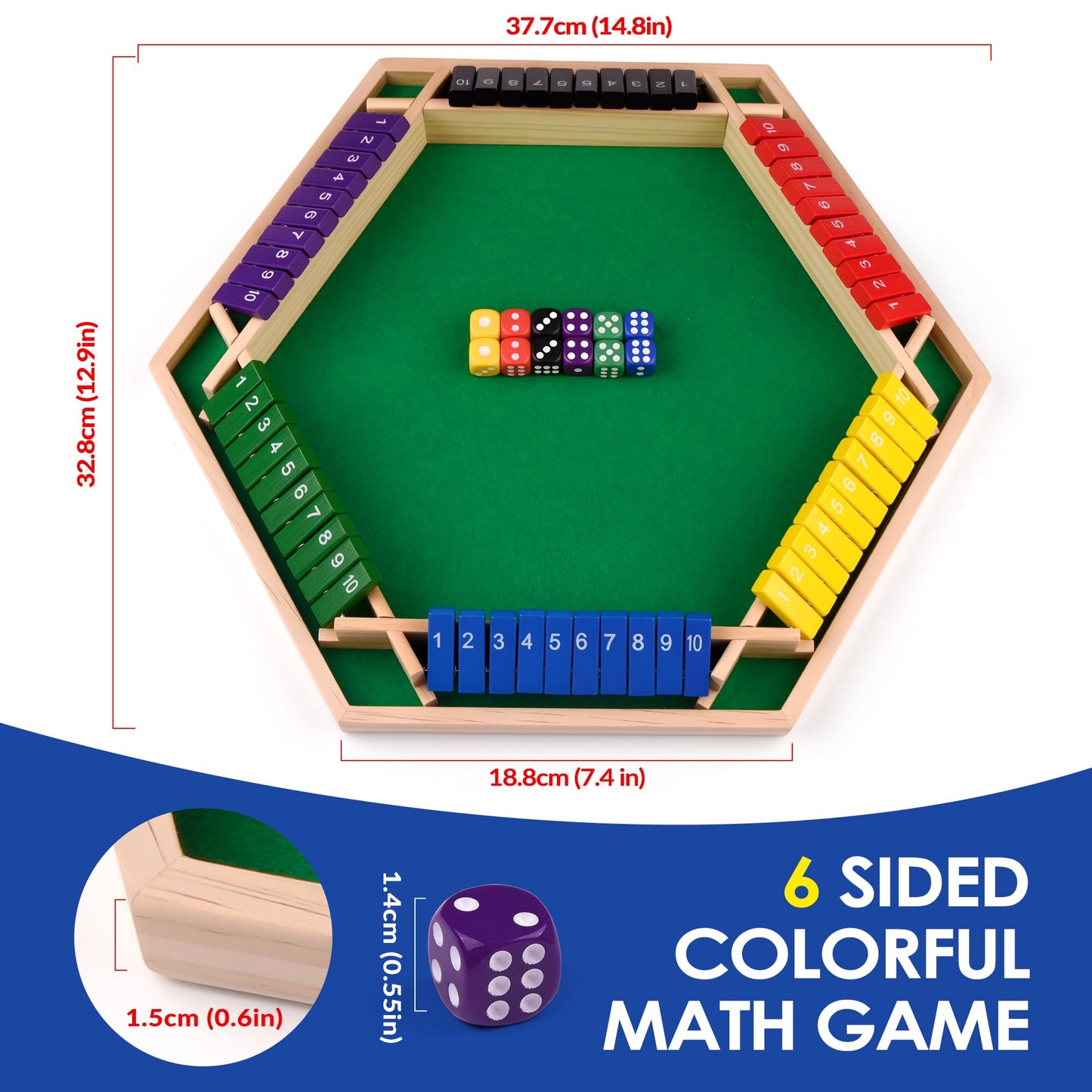 Shut The Box Dice Game, Traditional Wooden
