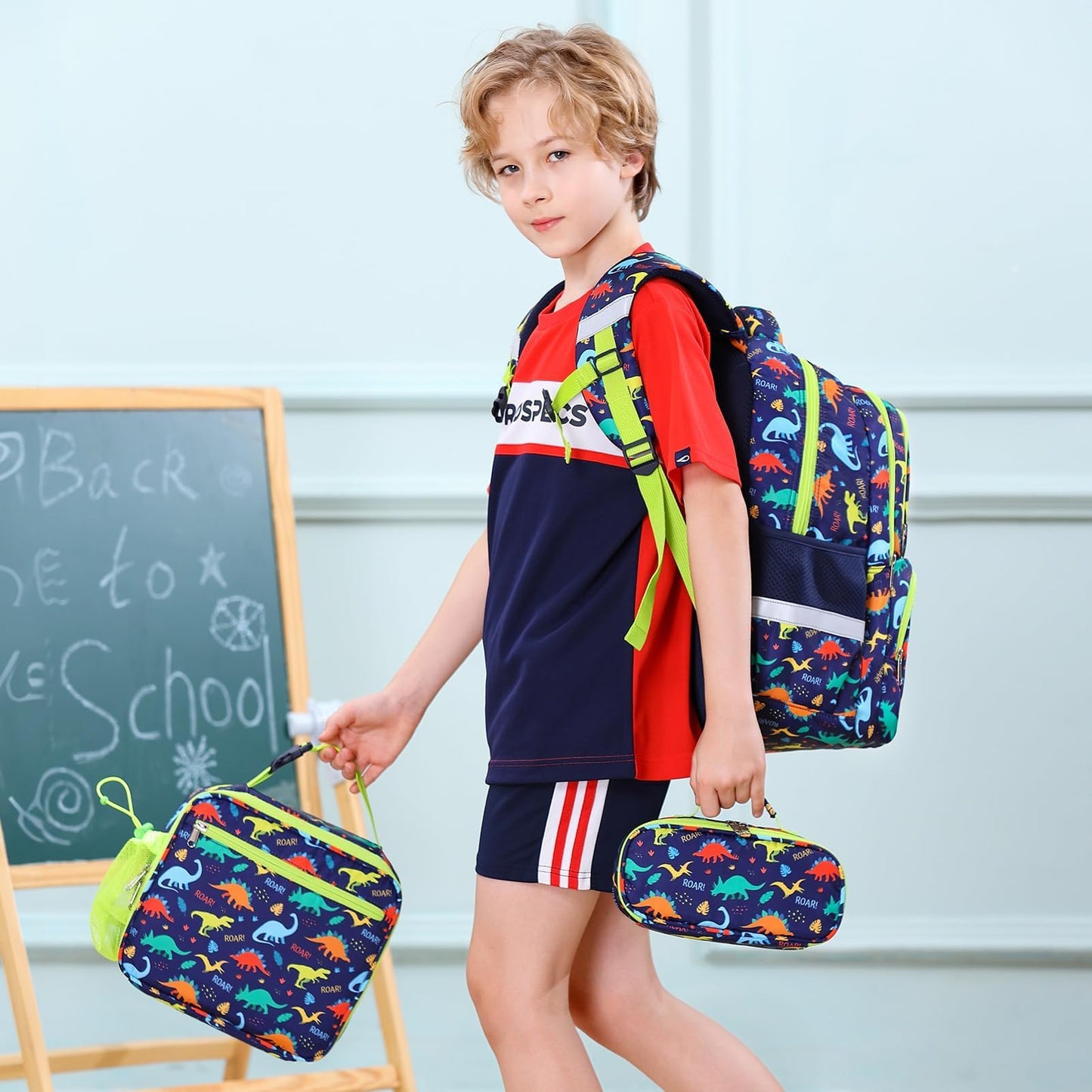 Fimibuke Kids Backpack, 3-in-1 Set with Lunch Box & Pencil Case