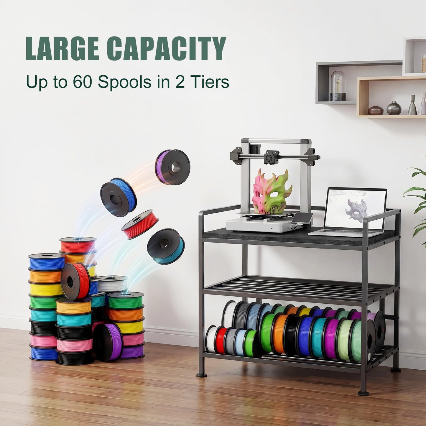 3D Printer Stand with Filament Storage Heavy Duty Metal