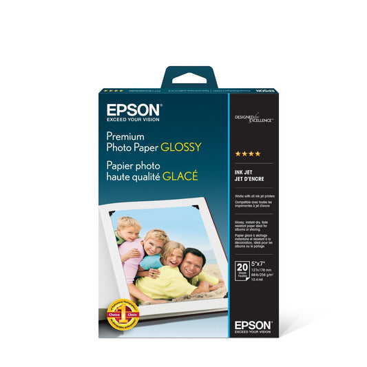 Premium Photo Paper, 68 lbs., High-Gloss, 5 x 7 (Pack of 20 Sheets)