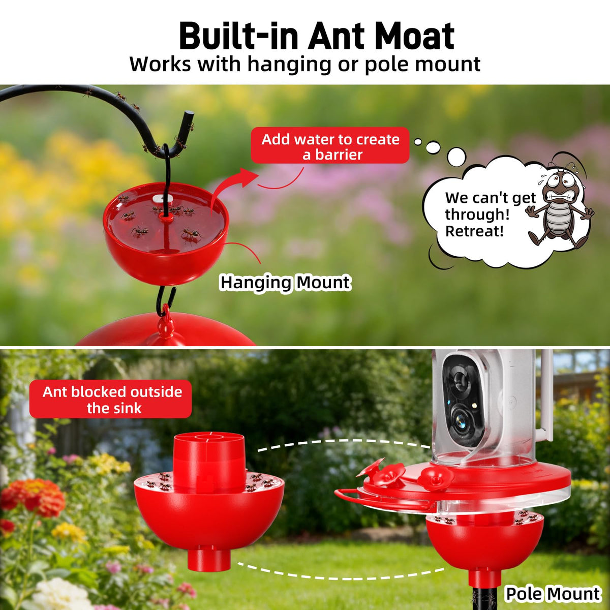 Hummingbird Feeder with Camera Outdoor, 5MP Solar Powered Smart Bird Feeder