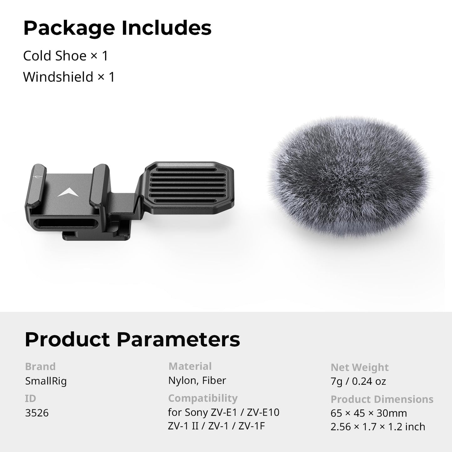 Cold Shoe Adapter with Wind Muff Windshield