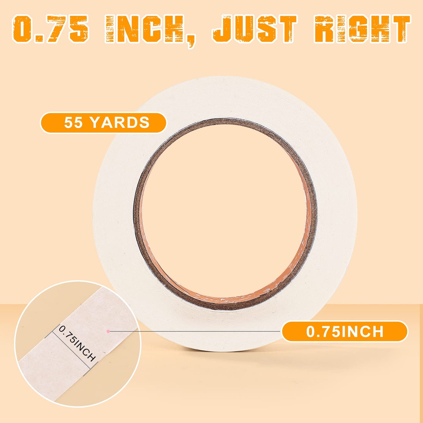 Masking Tape Bulk 10 Packs 0.75 Inch for General Purpose White Beige 55 Yds