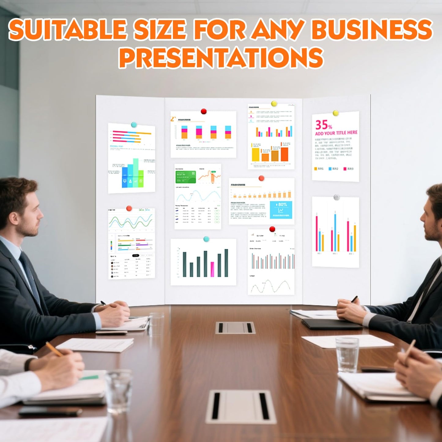TUXITA Trifold Poster Board, 36"x48 Large White Corrugated Poster Boards