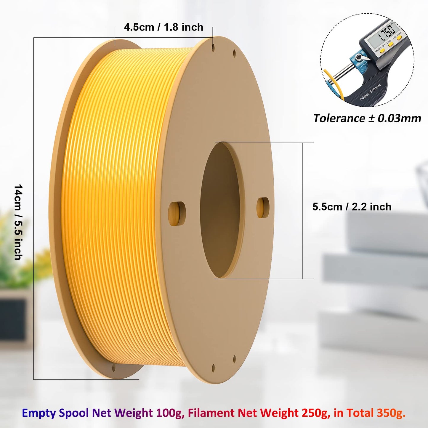 PLA+ 3D Printer Filament 1.75mm-250g Spool, PLA Pro Plus, Silk Gold