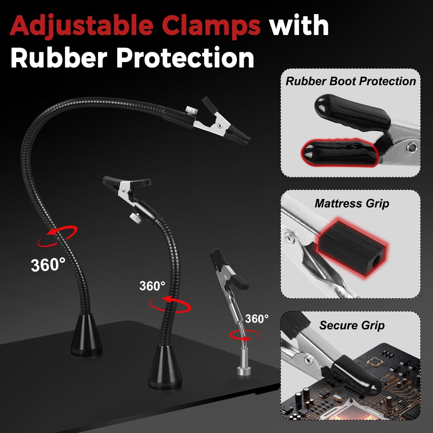 NOEVSBIG Helping Hands Soldering Station with 5X Magnifying Lamp, 360° Super Clamp