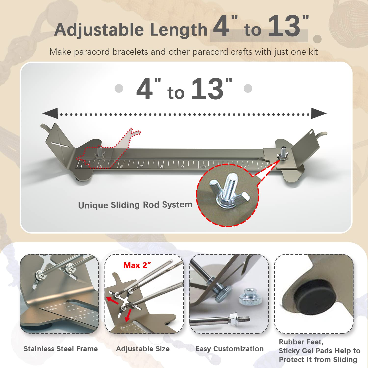 DIY Paracord Bracelet Jig Kit with Knotters Tool Marlin Spike Paracord FID Set e
