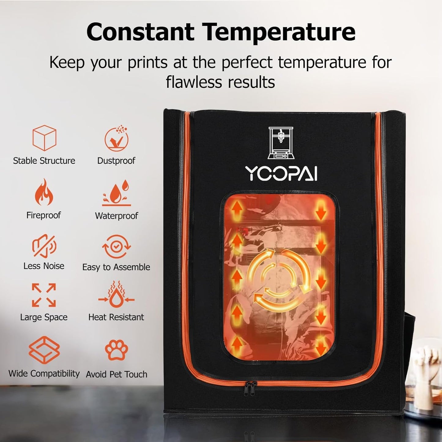 3D Printer Enclosure with LED Light, Constant Temperature 3D Printing Dustproof Cover