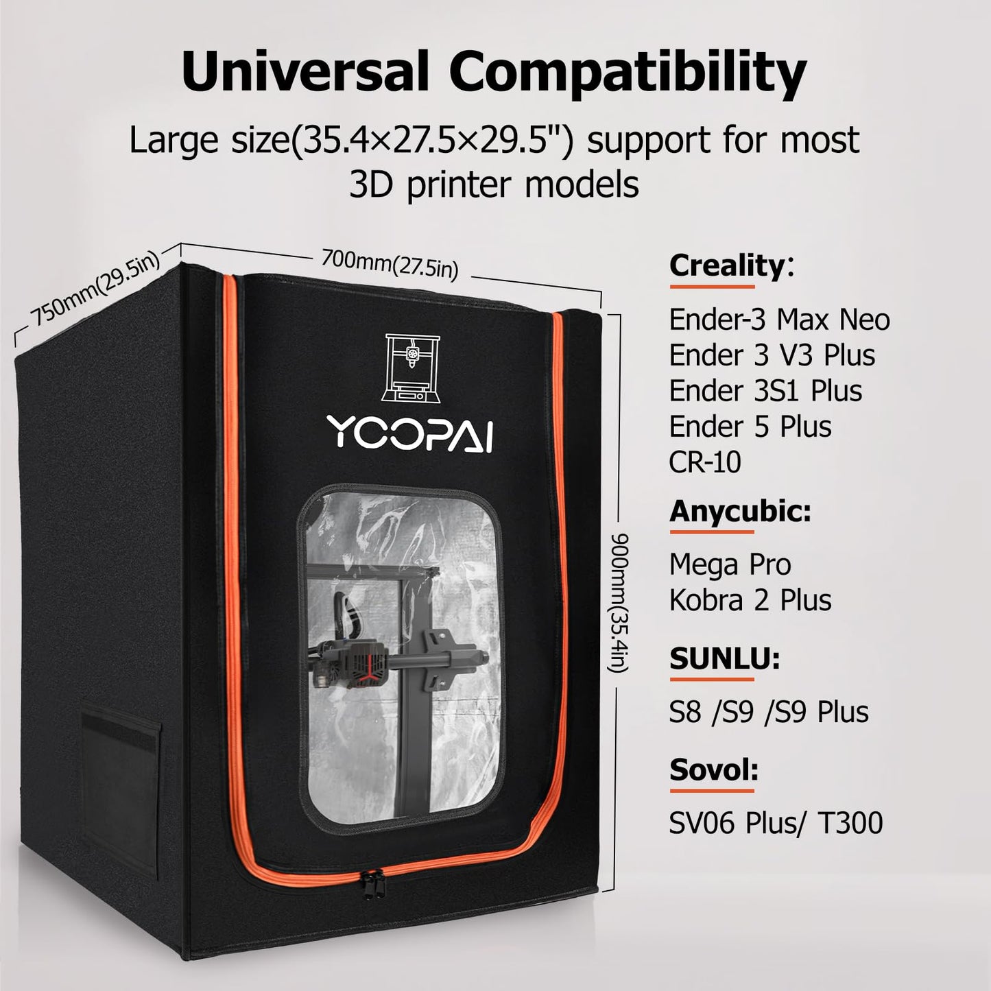 3D Printer Enclosure with LED Light, Constant Temperature 3D Printing Dustproof Cover