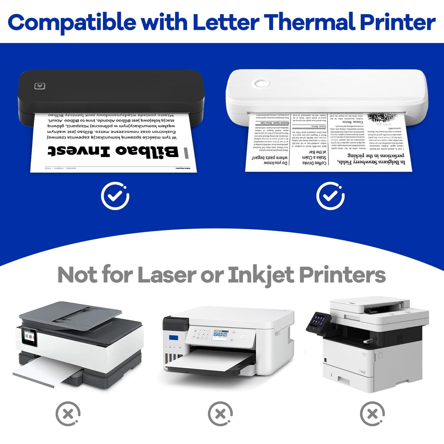 10 Rolls Thermal Printer Paper 8.5"x11" US Letter Size (About 260 Sheets)