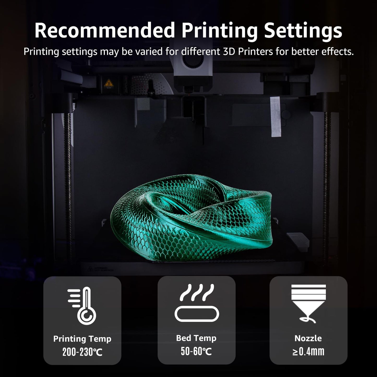 Silk 3D Printing Filament PLA+ Dual Color Black Series Bundle 4-Pack
