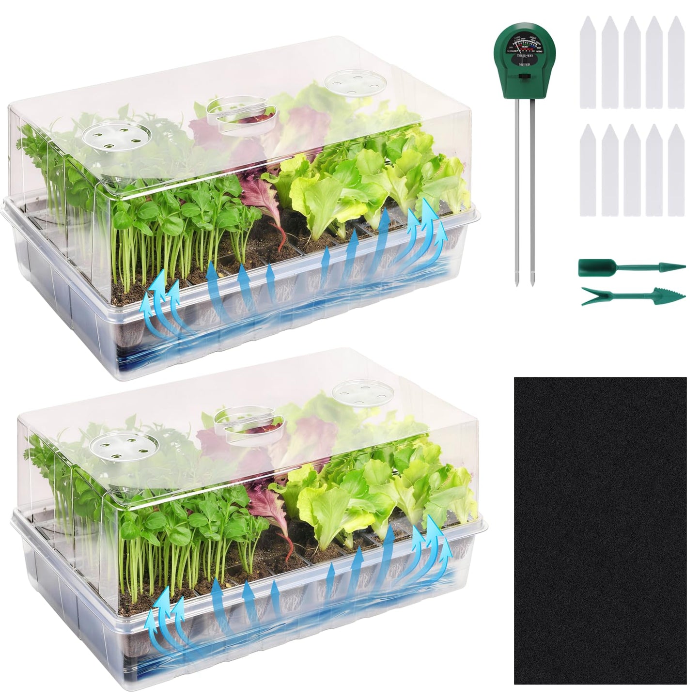 Self Watering Seed Starter Trays with High Humidity Domes, 2PCS