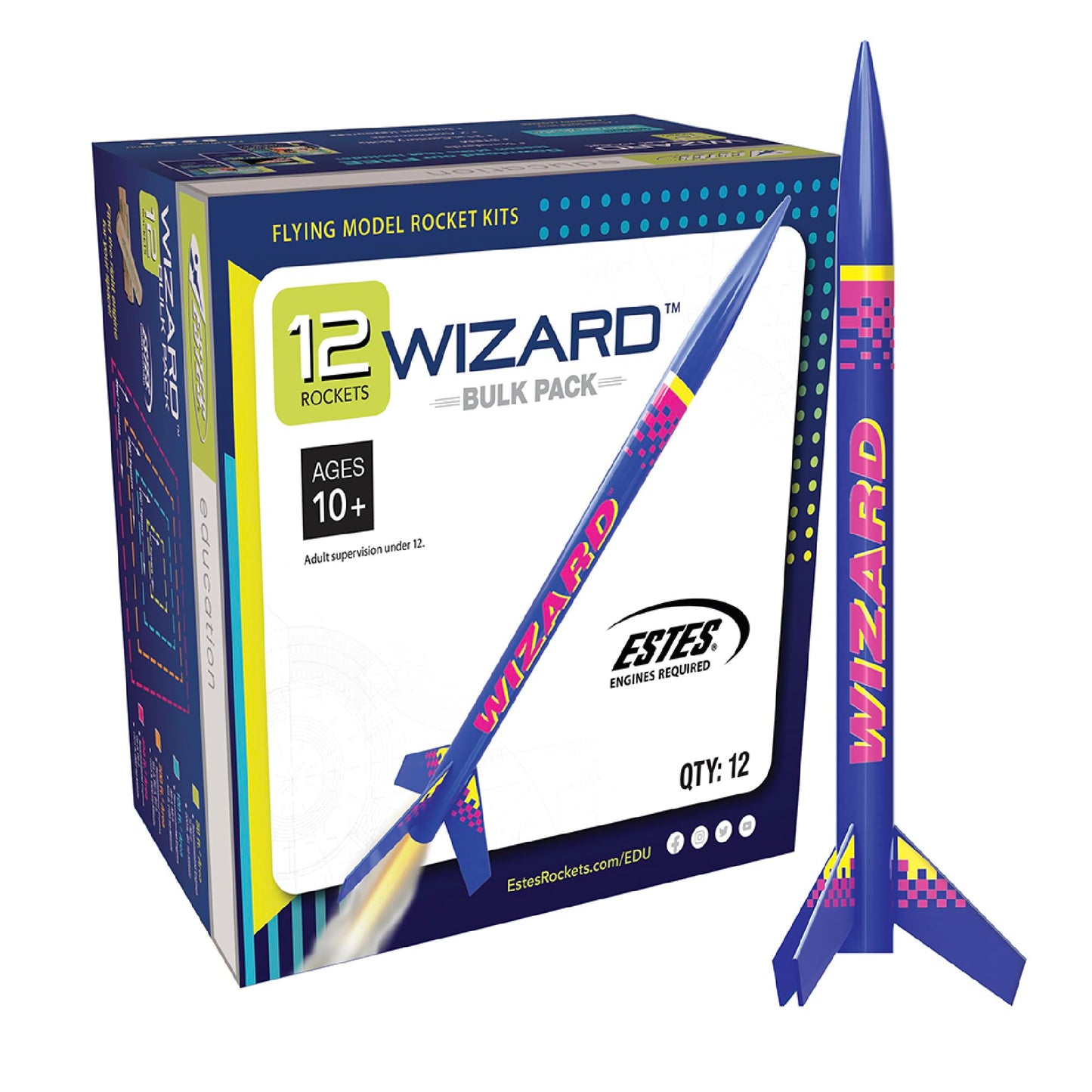 Estes 1754 Pack of 12 Wizard Rocket-Building Kits